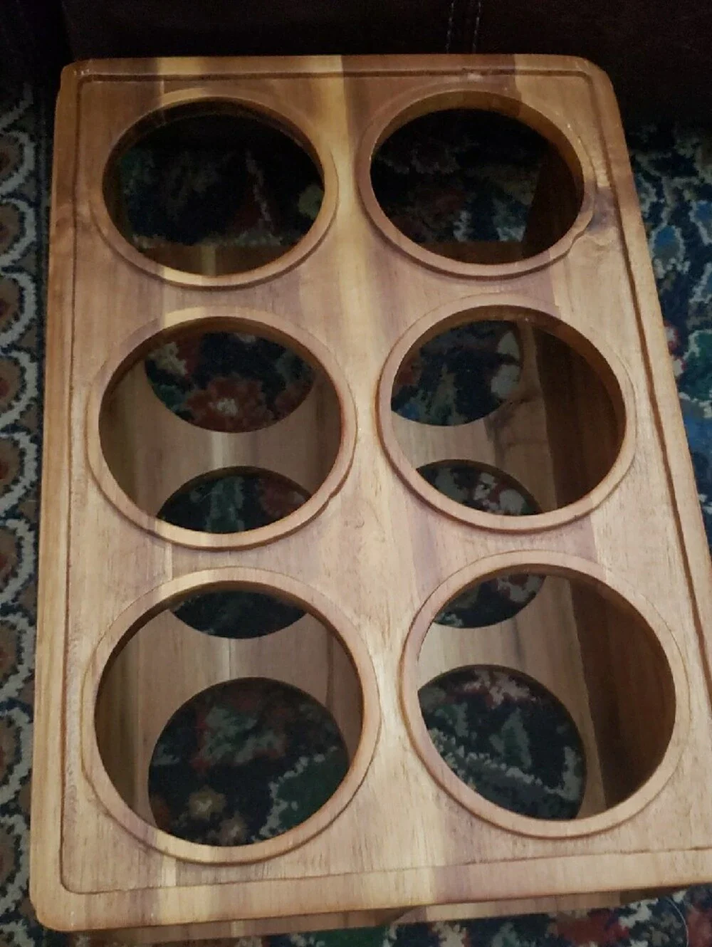 Threshold Quality Dedign Acacia Wine Rack Wooden Organizer Stackable 6 Bottle